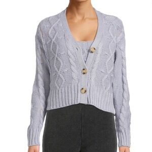 KENDALL + KYLIE Cable Tank Top and Cardigan, 2-Piece Set, Size US Medium